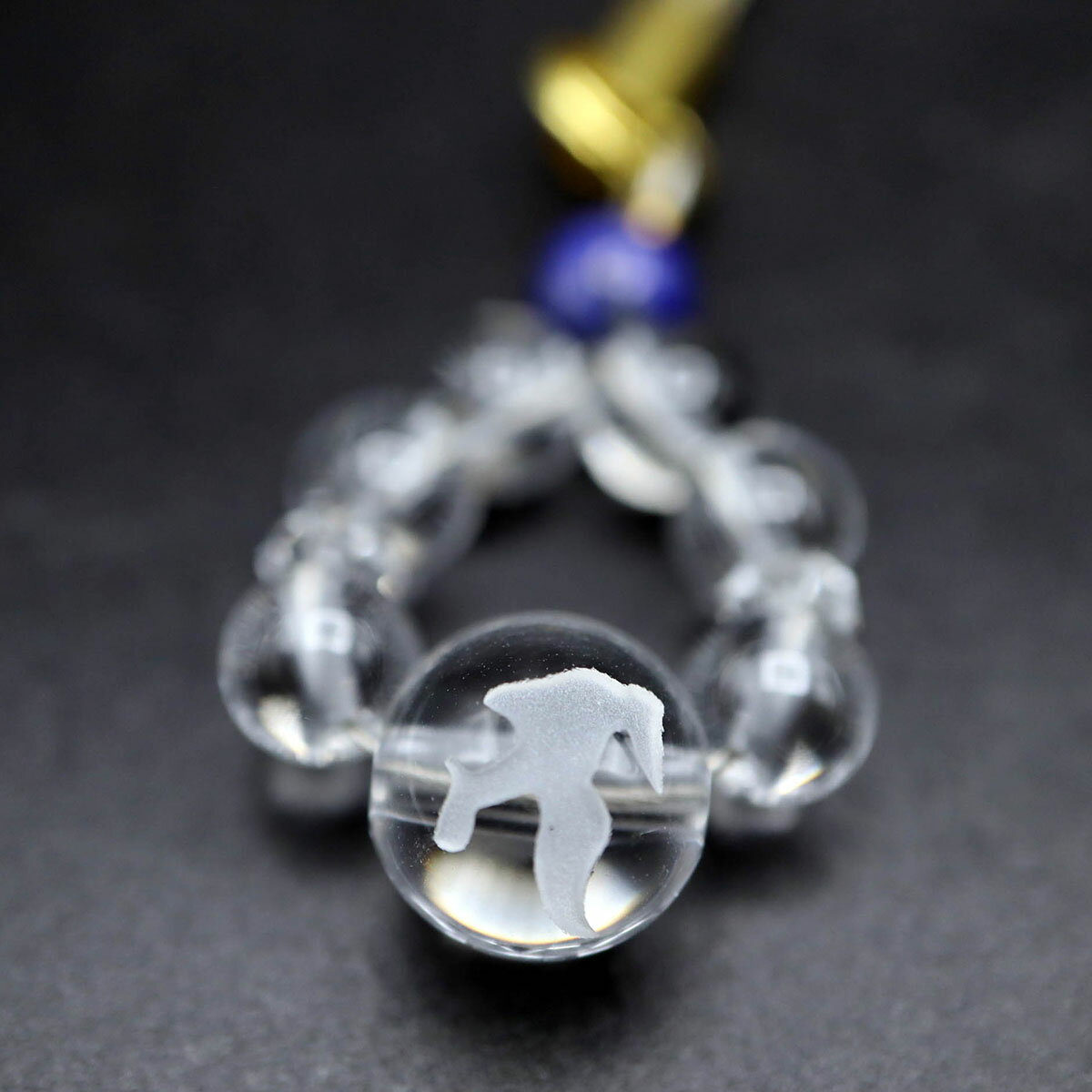 bibiオリジナル彫刻 ストラップ | 龍神 | 心願成就 | 守護 | 神通力 | 商売繁盛 | 水に関わる開運 |水晶 キーチェーン お守り プレゼント ゴールド