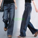ワイドパンツ レディース デニム ロングパンツ 美シルエット ゆったり デニムパンツ デザイン ユーズド ゆったり 体型カバー 大きいサイズ