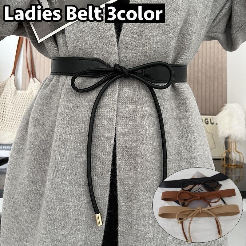 サッシュベルト レディース 女性 ベルト 紐 リボン ウエストマーク 細見え レザー調 フェイクレザー お..