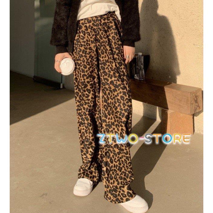 レオパード柄パンツ パンツ ボトムス レディース 春 秋 ストレートパンツ ハイウエ...