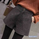 ショートパンツ レディース 秋 冬 秋冬 チェック柄 ショート パンツ 大人 オフィス 上品グレンチェック 短パン S~2XL