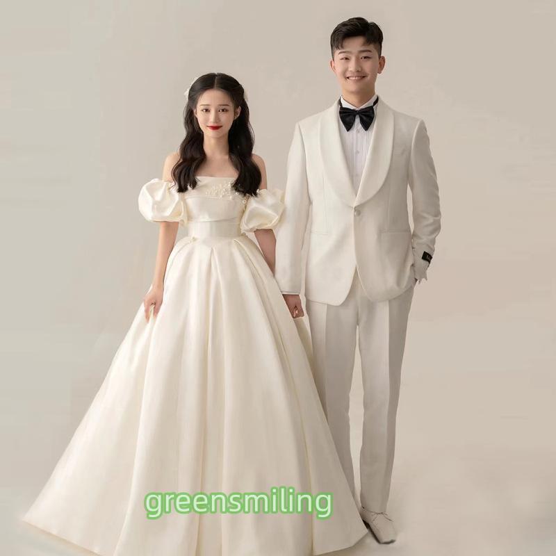 ウェディングドレス ウエディングドレス ロングドレス 二次会 結婚式 前撮り ブライダル 花嫁 オフショルダー パフスリーブ Aラインドレス 可愛い