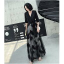 パーティードレス 結婚式 10代 20代 30代40代 ワンピースドレス レディース 袖あり 大人 着痩せ 上品 お呼ばれ 食事会 二次会 披露宴 卒業式 成人式