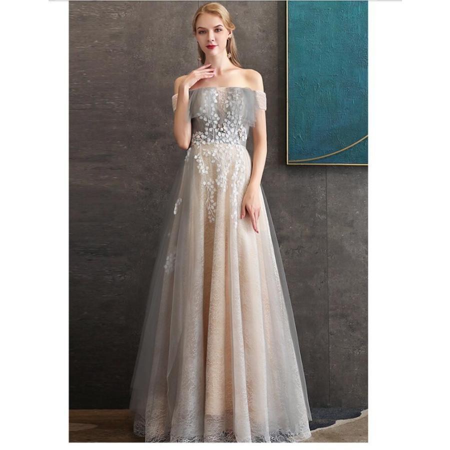 オフショルダー パーティードレス ナイトドレス ウエディングドレス ステージ衣装 二次会 結婚式 ロングドレス 演奏会 発表会 お食事会 同窓会 女子会