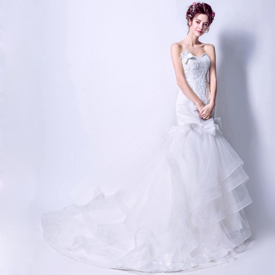 ウェディングドレス 白 マーメイドライン ウエディングドレス 安い 花嫁 ロングドレス 披露宴 マーメイドドレス 二次会 結婚式 ブライダル wedding dress