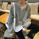 Tシャツ 長袖 レイヤード風 重ね風 ゆったり ドロップショルダー レディース トップス