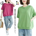 半袖 プルオーバー トレーナー レディース スウェット トップス ポケット付き ゆったり 大きいサイズ 着痩せ Tシャツ カットソー 半袖ス