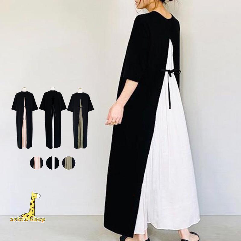 日系女装丸襟後に色蝶ネクタイ中袖ロングスカート女性美少女甘いワンピースを挿入する