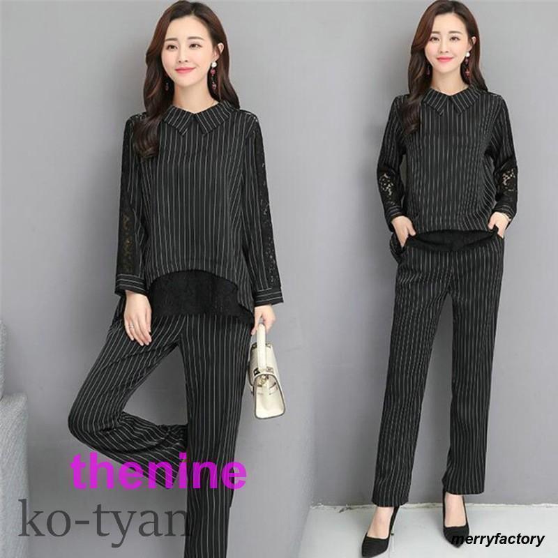 セットアップ パンツスーツ レディース 結婚式 パンツドレス フォーマル パーティー 二次会 ドレス ワイドパンツ ストライプ 着痩せ 40代 50代 卒業式 入園式(4.0)