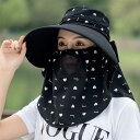 帽子 レディース サンバイザー フェイスガード UVカット 日よけ帽子 つば広 360度 紫外線対策 農作業 屋外 ガーデニング 釣り 日焼け防止 飛沫防止