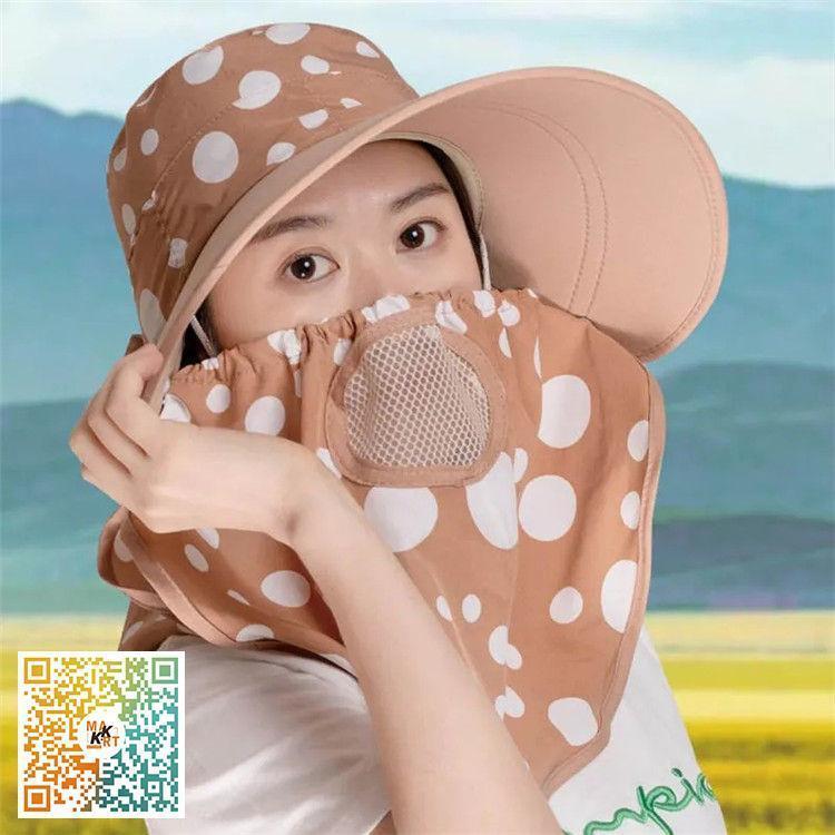 帽子 レディース サンバイザー　フェイスガード UVカット 日よけ帽子 つば広 360度...