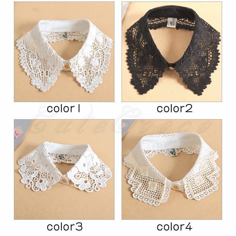 パワフル55ショップの付け襟 レディース シャツ襟 角襟 総レース 花柄 彫り ディッキー襟 フェイク襟 偽の襟 装飾的な襟 エレガント 女性用 きれいめ おしゃれ｜アングル2