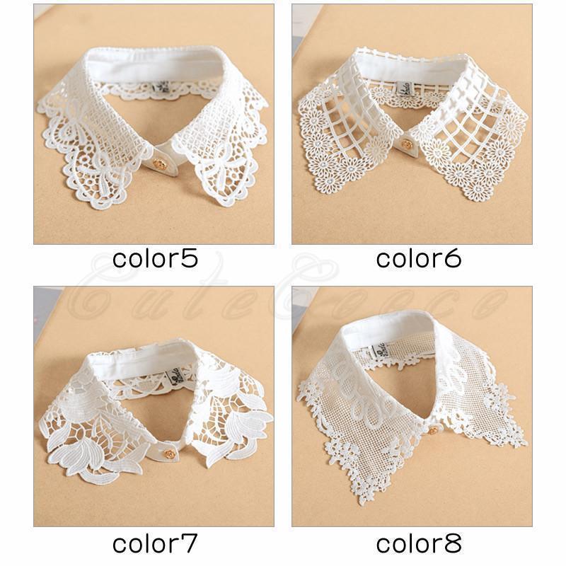 パワフル55ショップの付け襟 レディース シャツ襟 角襟 総レース 花柄 彫り ディッキー襟 フェイク襟 偽の襟 装飾的な襟 エレガント 女性用 きれいめ おしゃれ｜アングル3