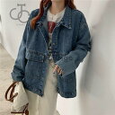 デニム デニムコート Gジャン レディース デニム 春秋物 春秋服 ジージャン アウター カジュアル ゆったり ショート丈 ゆっとり 着痩せ