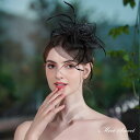 ウェディングハット 花コサージュ 黒 ウエディングハット ブラック カクテル帽 トークハット トーク帽 結婚式 二次会 花嫁 前撮り ブライダル パーティー