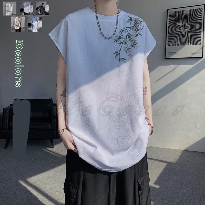 Underwear, Sleepwear - タンクトップ メンズ Tシャツ 袖なし ノースリーブ ベスト サーフシャツ スポーツウェア インナー 肌着 チャイナ風 丈 トレーニング 大きいサイズ