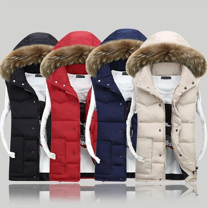 ダウンベスト ベスト メンズ ファー フード付き 軽量 ダウン アウター ノースリーブ ジャケット 中綿ベ..