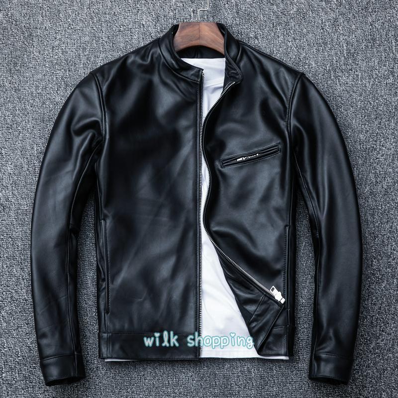 革ジャン レザー 本革 バイク ライダース 羊革 シングル ショート スリムタイプ 細身 ミリタリー レザーコート