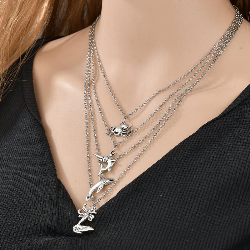 ネックレス 4連ネックレス ロング ペンダントトップ ペンダント アクセサリー レディース 女性 女性用 ..