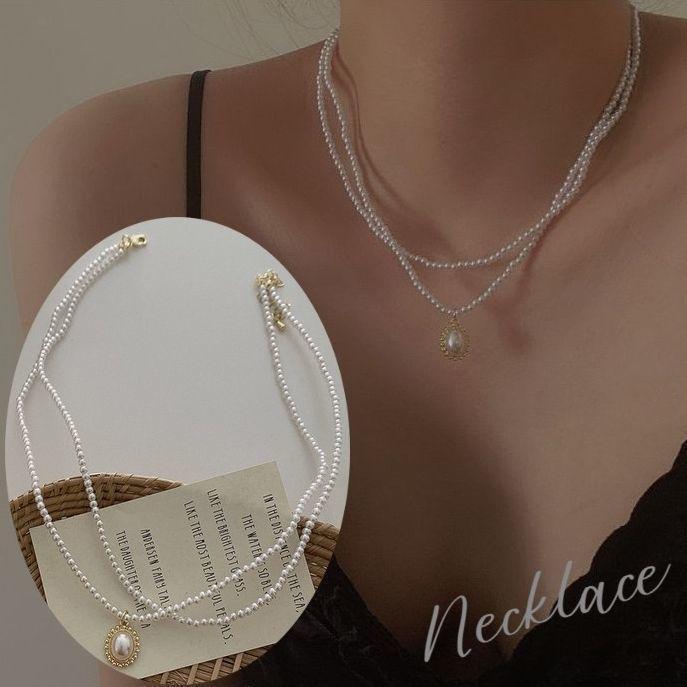 ネックレス ペンダント チョーカー レディース 女性用 アクセサリー ゴールドカラー フェイクパール 2..