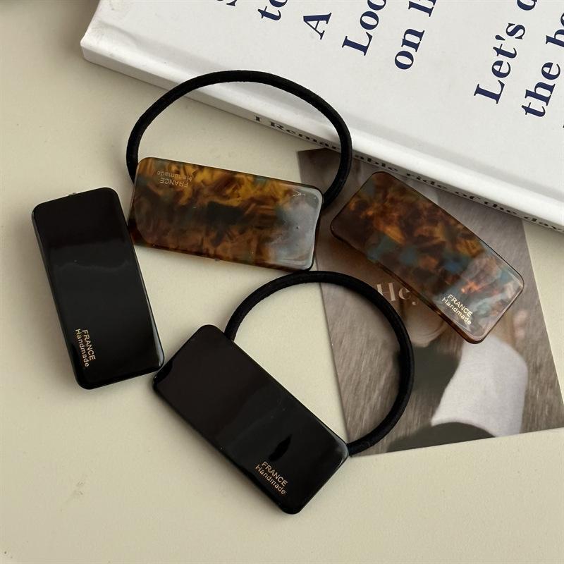 ヘアゴム バレッタ ヘアアクセサリー レディース 女性 髪留め 髪飾り 長方形 スクエア べっ甲柄 マーブル調 無地 シンプル まとめ髪 ヘアアレンジ