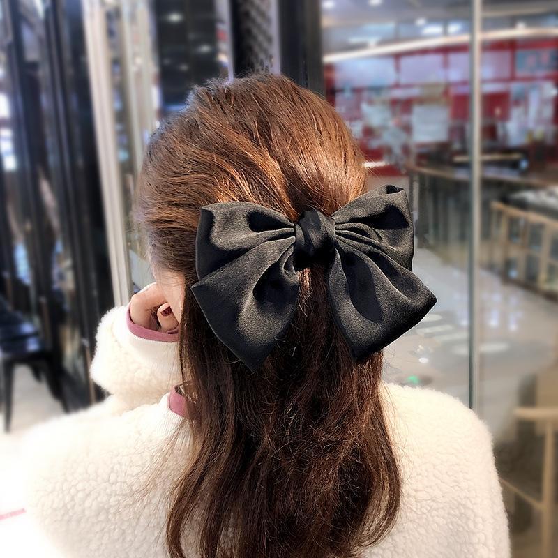 パワフル55ショップのバレッタ ヘアゴム 髪留め レディース 女性 婦人用 子供 キッズ 女の子 ヘアアクセサリー リボン 蝶結び サテン調素材 光沢 上品 エレガント 髪老人の日｜アングル2