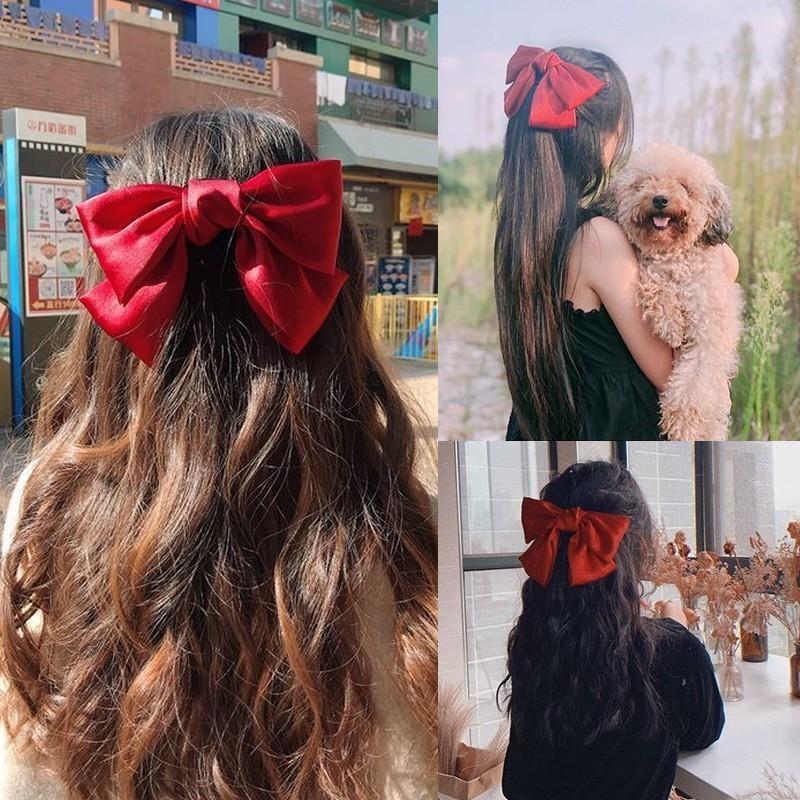 パワフル55ショップのバレッタ ヘアゴム 髪留め レディース 女性 婦人用 子供 キッズ 女の子 ヘアアクセサリー リボン 蝶結び サテン調素材 光沢 上品 エレガント 髪老人の日｜アングル3