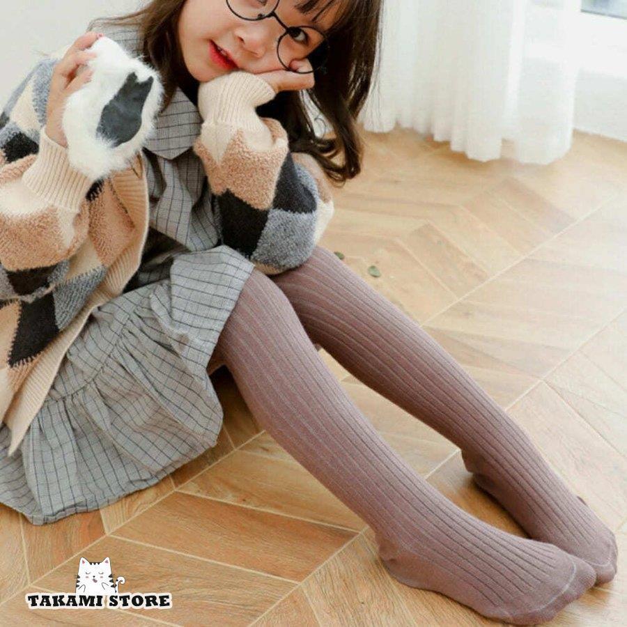 リブタイツ カラータイツ 子供 タイツ キッズ 女の子 春 秋 冬 インナー 厚手 綿 ...