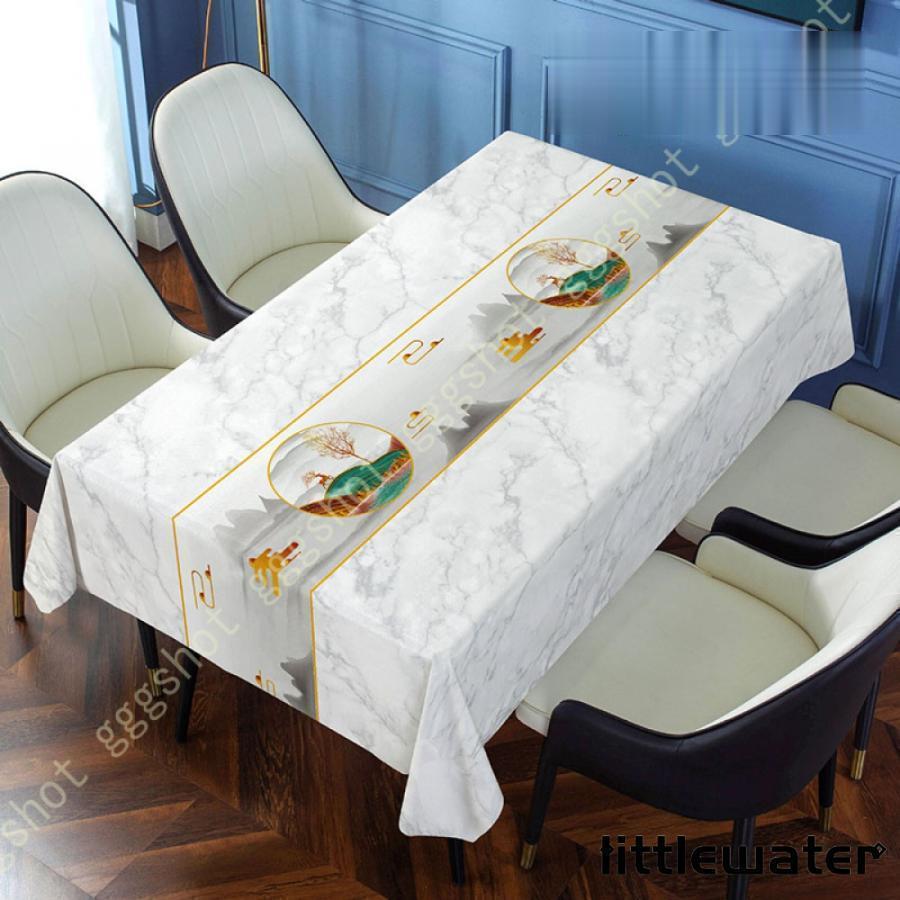 テーブルクロス 長方形 撥水 小さめ 大きめ 中国風 はすの花 蓮の花 祥雲 梅の花 汚れ防止 おしゃれ シ..