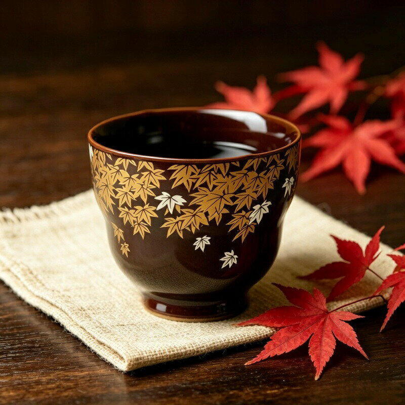 商品詳細　Handmade Ceramic〜手づくりにこだわった和風湯呑み〜墨染金楓　和趣き湯呑み職人の手業により生まれた墨黒釉の重厚な風合い。繊細な紅葉柄が釉面に映え、落ち着いた和の雰囲気を醸し出します。普段のティータイムを上品に彩るだけでなく、和風の趣きを感じながらゆったりとお茶の時間をお愉しみいただけます。細部に込めた職人のこだわりが、日々の暮らしに雅な彩りを添えます。品質表示材質:陶磁器容量:約50ml※手作り釉薬による色味・模様に個体差がございますサイズ: 口径約7.5cm * 高さ約8cm黒地金紅葉柄　伝統和風仕上げ使い方の提案紅茶 緑茶 日本茶 工芸茶 中国茶 台湾茶 ティーバッグ 花茶 麦茶 ハーブティー 健康茶 母の日 ギフトとして 新生活 など日常のくつろぎのひととき、来客おもてなしにも自然に溶け込みます。商品の安全性について当該商品は「日本食品検査」を受けましたので、ご安心にお使えいただけます。徹底した品質管理で国際規格のISO認定工場。IwaiLoftでは、お客様により安心していただける商品をお届けするため、品質管理の担当者が安全性のチェックを行い、入念な安全管理を行っております。出荷前に専門のスタッフがしっかり検品して出荷いたします。ご購入後、万が一商品に不具合がある場合（初期不良など）は、1ヶ月以内に無償で交換いたします。備考食器洗浄機・乾燥機OK直火・電子レンジでのご使用はお控えください。墨黒釉に紅葉柄が映える和風趣きの湯呑み磁器製品を長くお使いいただくコツ※手作り磁器は製造上、わずかな釉薬の濃淡、細かな気泡、表面の風合いの揺らぎが生じます。これらは職人の手仕事ならではの表情であり、不良品ではございませんので安心してお使いください。※急激な温度変化を避け、ゆっくり常温に戻してください。食器洗浄機は機種により水圧・温度が異なるため、長時間の使用はおすすめしません。サイズは平置き計測のため、若干の誤差が生じる場合がございます。硬い器物との衝突を避け、優しくお取り扱いください。手作り品ならではの風合いを長く保つため、日頃から丁寧なお手入れをおすすめいたします。注意事項・釉薬の特性により、個体ごとに色味・模様の違いが生じます。・モニターの発色によって、実物と若干色味が異なる場合がございます。