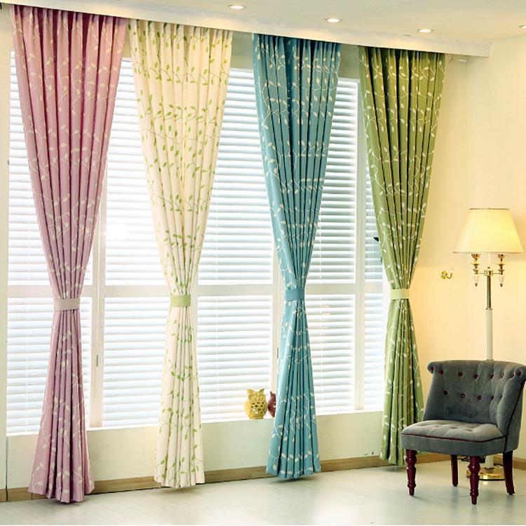 カーテン おしゃれ 子供部屋 ドレープ 刺繍 植物柄 かわいい 遮光可能 ナチュラル 両開き2枚組 幅101?2..