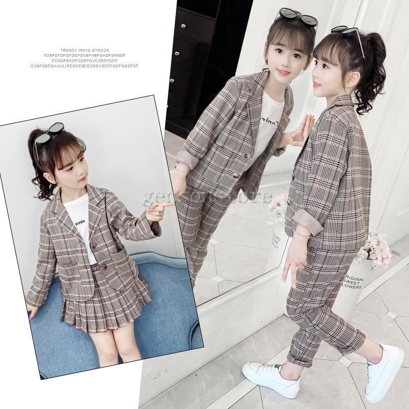 スーツ キッズ 女の子 フォーマル 子供服 2点セット ジャケット+パンツ/スカート チェック柄 上下セット 韓国子供服 入学式 卒業式 発表会 七五三 110-160cm