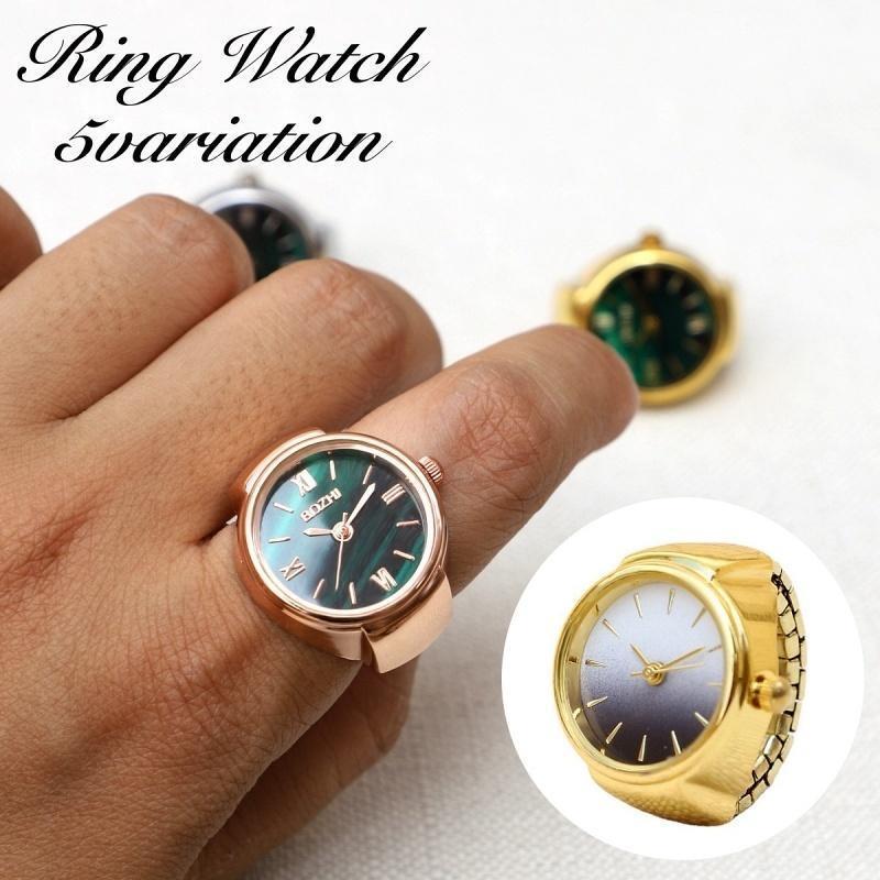 リングウォッチ 指輪時計 指時計 アナログ ラウンドウォッチ 丸型 フリーサイズ レディース メンズ ユニセックス アクセサリー お洒落 シンプル ス