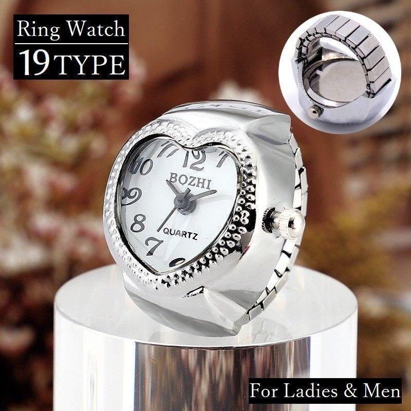 リングウォッチ 指輪時計 指時計 フィンガーウォッチ レディース メンズ アナログ クォーツ ステンレス 丸型 ラウンド スクエア ハート 花 フラワ