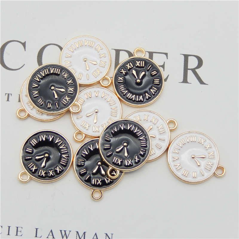 時計チャーム イニシャル チャーム パーツ 金具 アクセサリー ゴールド カン付 DIY材料 手作素材 1ペア【2ケ】17*14mm