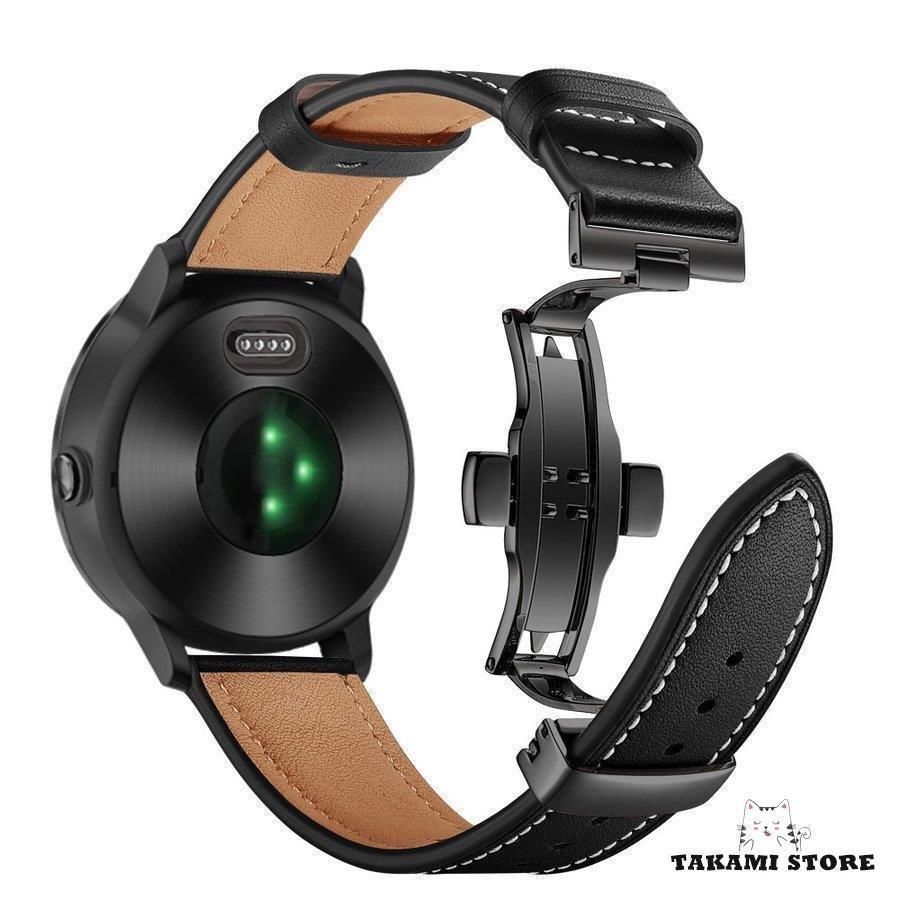 GARMIN ガーミン vivoactive 3/music ForeAthlete 245/Music 用ベルトバンドHUAWEI WATCH GT/GT 2/GT 2e用46mmシリーズ用交換ベルトバンド 本革レザー [2]