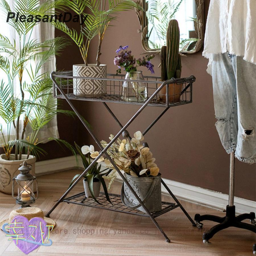フラワースタンド アイアン 鉄製 花台 アンティーク 鉢置き台 ガーデンラック 玄関先 室内 インテリア 花鉢 フラワーラック かご ガーデンスタンド