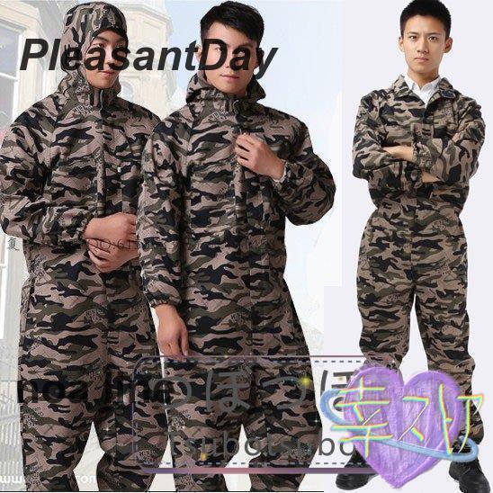 Long-Sleeved - つなぎ メンズ おしゃれ 作業着 長袖 ツナギ 作業服 仕事着 オールインワン メンズ 大きいサイズ ワークウェア 迷彩モフラ オールシーズン