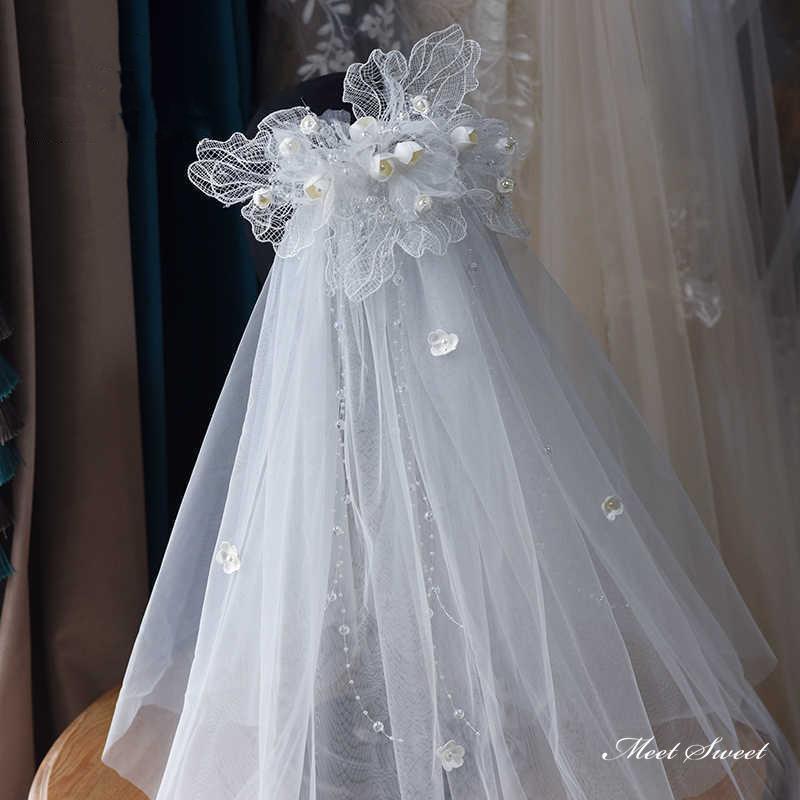 ウェディングベール フラワーベール レトロ レース ショートベール ベール コーム 2025新作 ウエディン..