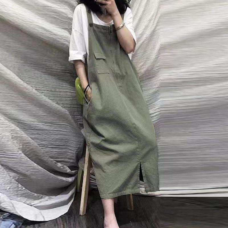 サロペットスカート レディース 40代50代 サロペット ノースリーブワンピース ゆったり 体型カバー 着痩せ ロング おしゃれ ポケット付き 新作 韓国風 気質大人