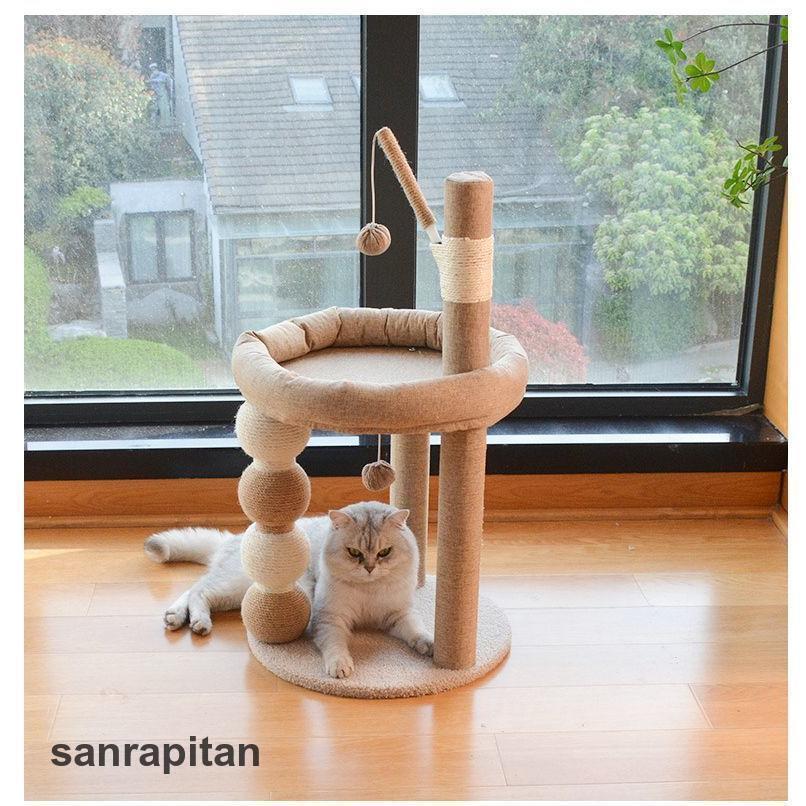 パワフル55ショップのキャットタワー 据え置き型 キャットツリー 2段 猫用 ペット用品 ベッド 寝床 爪とぎ ボール付き おしゃれ ねこ ネコ ペットグッズ｜アングル2