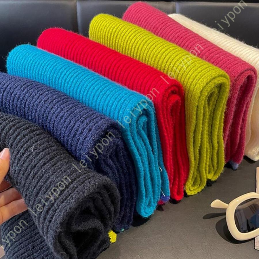 マフラー ストール レディース ロング ニット 大判 黒 赤 グレー 白 ベージュ ネイビー ロングマフラー 秋冬 ボリューム 長い ギザギザ ウェーブ 模様編み