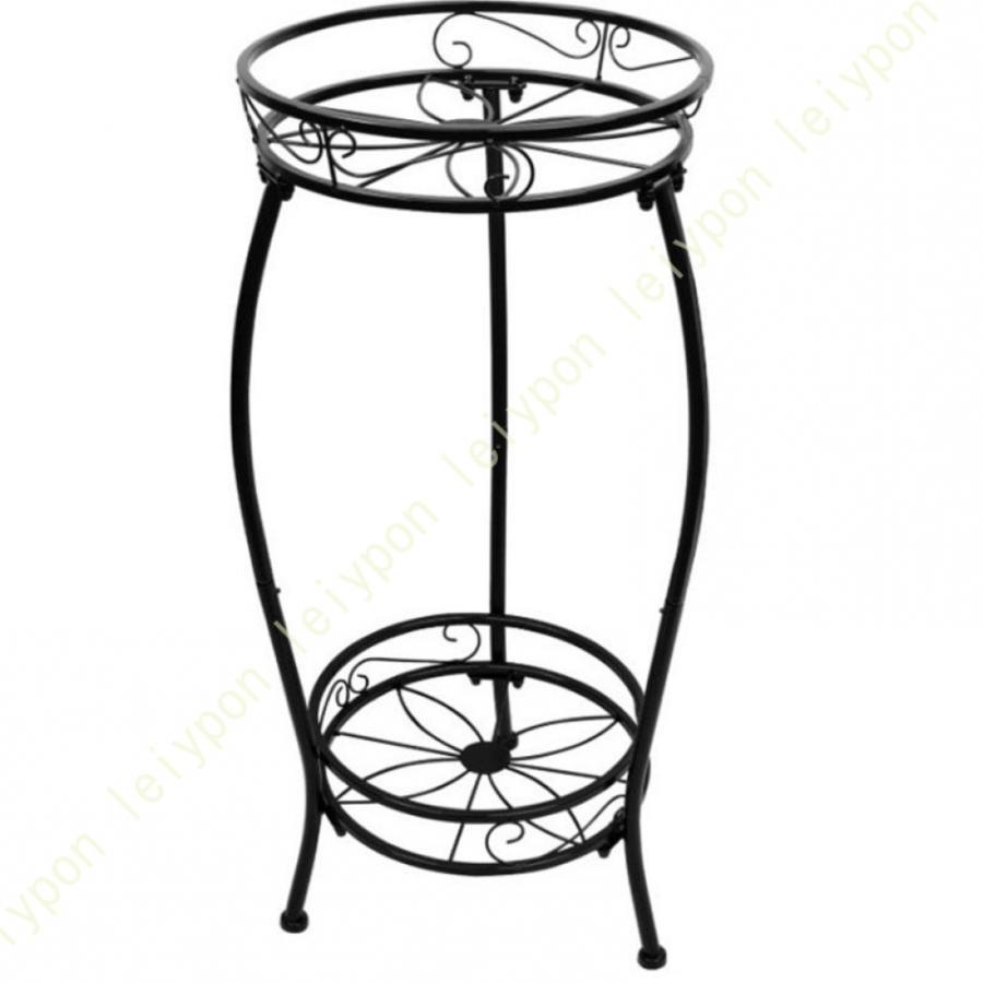 アイアン製 フラワー スタンド ポット アンティークデザイン 組み立て簡単 2段 耐荷重 通気性良 室内外兼用 コンパクト収納 カフェ 雑貨店 玄関用 粉体塗装