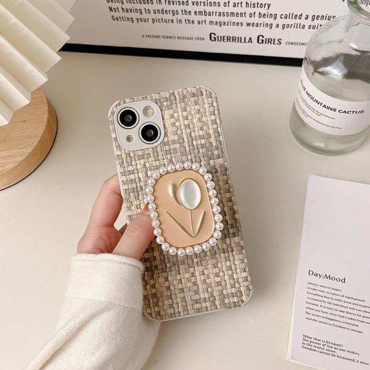 スマホケース SNS 花柄 編み風 韓国風 iphone14promax スマホスタンド付き 可愛い ...