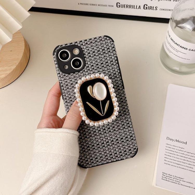 スマホケース SNS 花柄 編み風 韓国風 iphone14promax スマホスタンド付き 可愛い ...