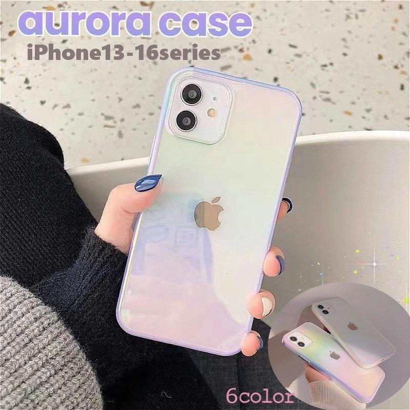 Rakuten - iPhoneケース iPhoneカバー アイフォン オーロラカラー クリア 透明 TPU スマホカバー スマホケース カバー ケース 保護 傷防止 お