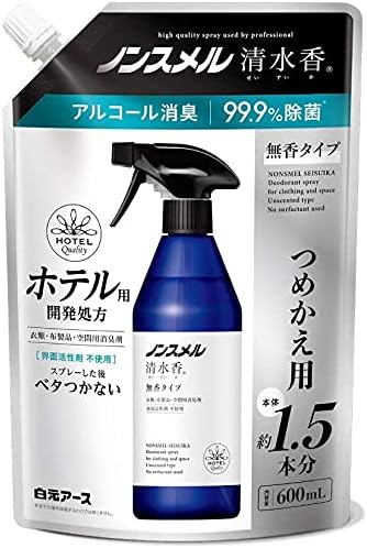 ノンスメル 清水香 無香タイプ つめかえ用(600ml)【ノンスメル】[消臭スプレー 衣類 除菌 速乾 べたつ..