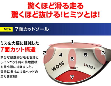 【値下げ】【再入荷】ユーティリティー【WOSS/ウォズ】ハイブリッド ユーティリティーIII　U44＋ ロフト22°| U55＋ ロフト25°カーボンシャフト 7面カットソール ユーティリティ 激安 安い