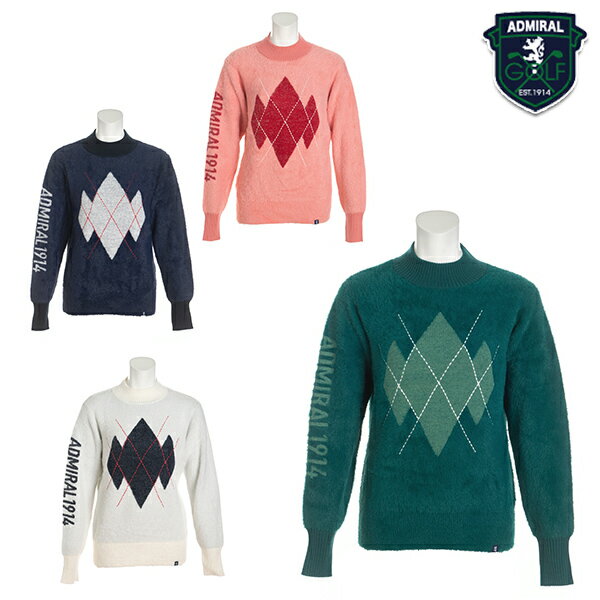 ★SALE★アドミラルゴルフ 2021年秋冬モデル レディース ハイネックセーター ADLA188 (00)ホワイト__S【21】Admiral GOLF ゴルフ ウエア
