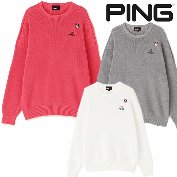 ピンアパレル2021年春夏モデルメンズドロップショルダークルーネックニットセーター621-1170002 21 PINGゴルフウ